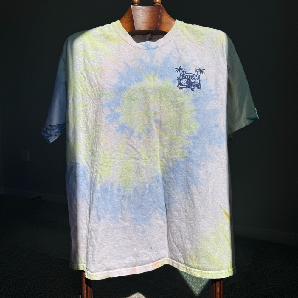 Yazbek Men’s XL Tie Dye Surf Graphic T Shirt 100% Cotton Heavyweight Beach